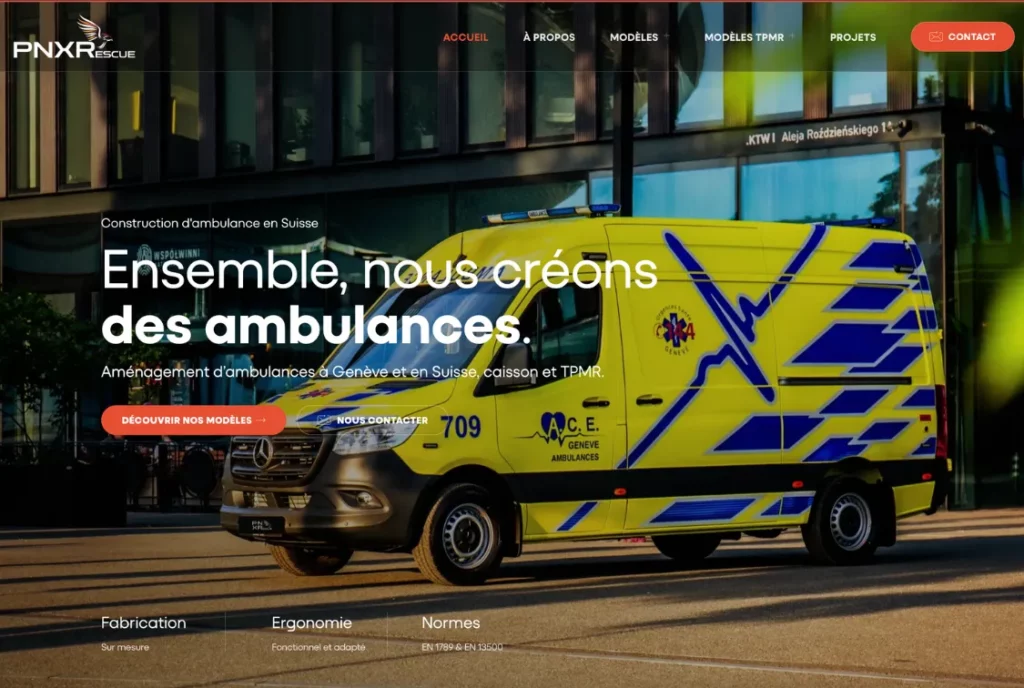 conception de site pour pnx rescue concepteur ambulance suisse