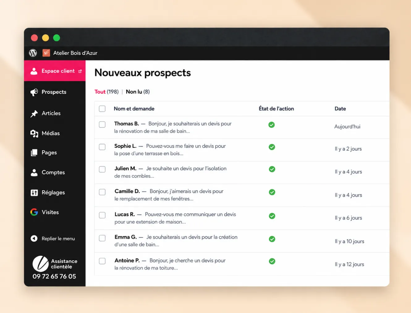 Back-office intuitif de gestion d'un site internet